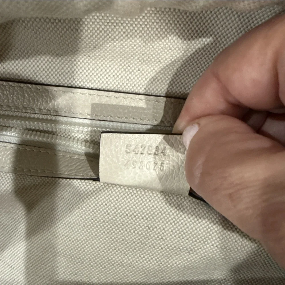 Gucci Web Logo Cripto Print Leather Ecru Color Authentic Women (Unisex) Backpack - Picture 4 of 15